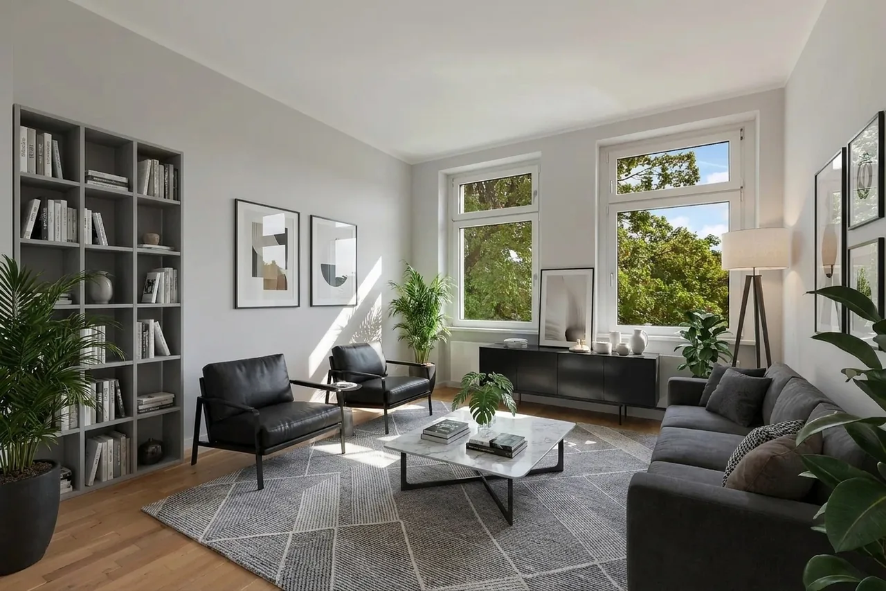 Digital Home Staging: Wohnzimmer im Stil Modern